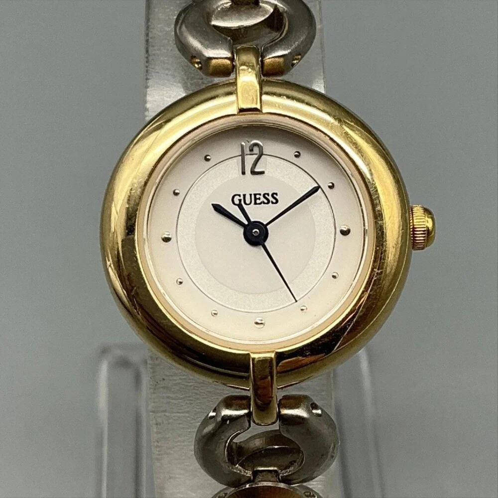 Guess Womens Watch Cream Dial Two Tone Stainless Bracelet New Battery 7